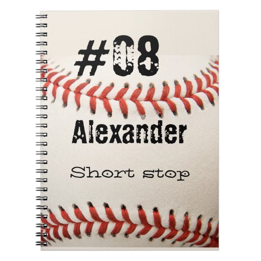 Naam Aantal Positie Aangepast wit Baseball Notitieboek (Voorkant)