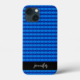 naam Abstract blauw patroon iPhone 13 Mini Hoesje