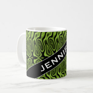 Naam + Abstract Groen Vloeibaar Splotch Patroon Koffiemok