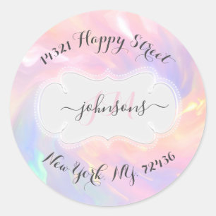 Naam Adres RSVP Holographic Return-label Ronde Sticker