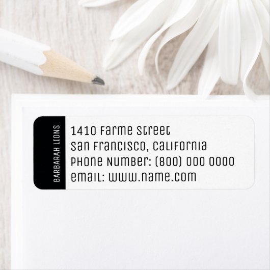 Naam, adres, telefoonnummer en e-mailgegevens etiket (Insitu)