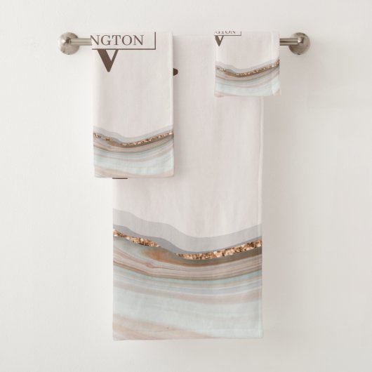 Naam Agate Stone Marble Monogram Bad Handdoek (Insitu)