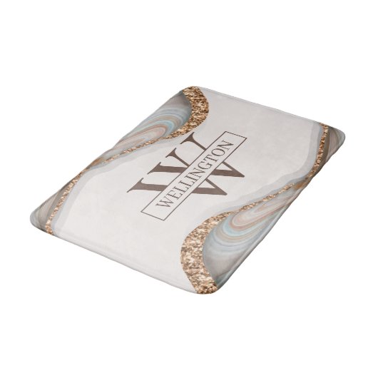 Naam Agate Stone Marble Monogram Badmat (Gekanteld)