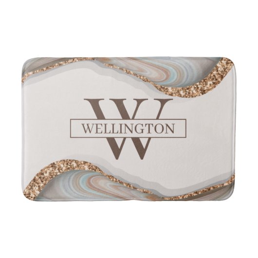 Naam Agate Stone Marble Monogram Badmat (Voorkant)