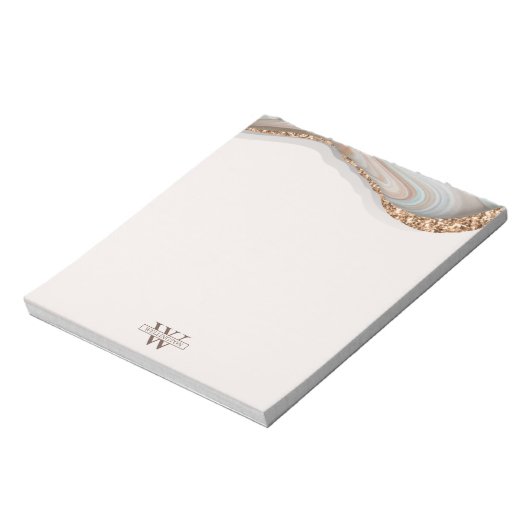 Naam Agate Stone Marble Monogram Notitieblok (Gedraaid)