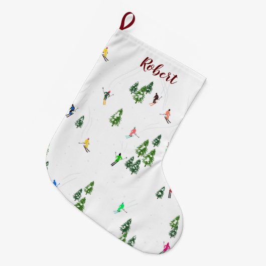 Naam Alpiene Skiers Skiing Ski Winter Trees Grote Kerstsok (Voorkant (Hangend))