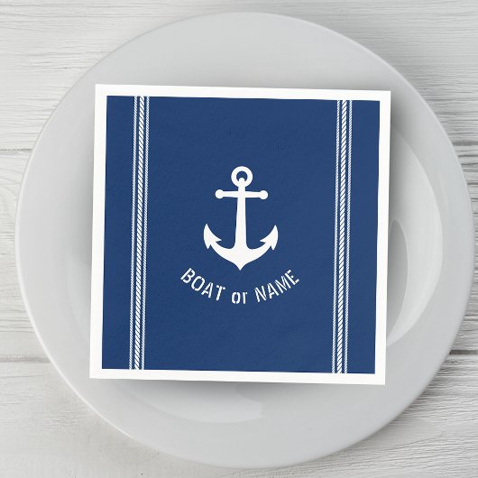  naam Anchor Rope Stripes marine Blue Servet