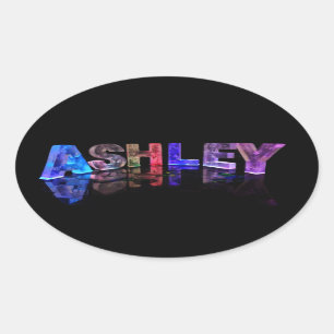 Naam Ashley in 3D-lichten Ovale Sticker