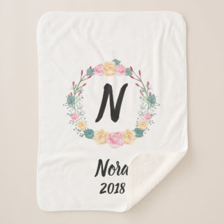 Naam Baby bloemen Sherpa Deken