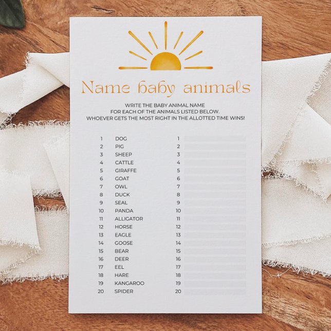 Naam Baby Dieren Baby shower Spel (Creator heeft geüpload)