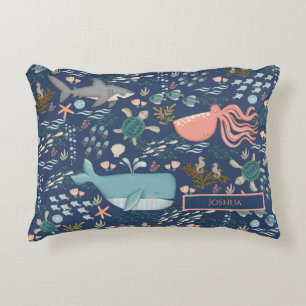 Naam baby onder de Zee Ocean Animal Nursery Accent Kussen