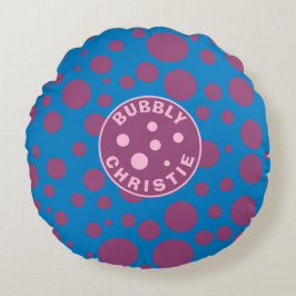 Naam baby Paarse poka Dots Bubble Blue Trippy Rond Kussen