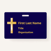 Naam Badge met Christelijk Gold Cross (Voorkant)