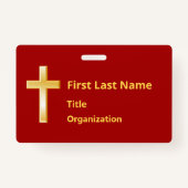 Naam Badge met Christelijk Gold Cross (Voorkant)