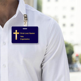 Naam Badge met Christelijk Gold Cross