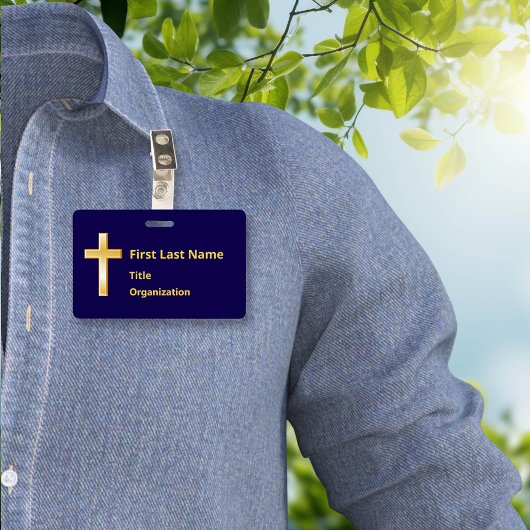 Naam Badge met Christelijk Gold Cross