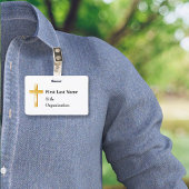 Naam Badge met Christelijk Gold Cross