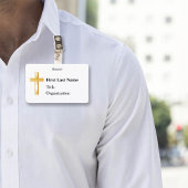 Naam Badge met Christelijk Gold Cross