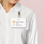 Naam Badge met Christelijk Gold Cross