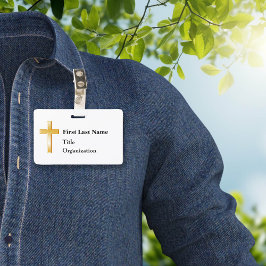 Naam Badge met Christelijk Gold Cross