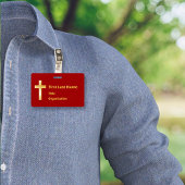 Naam Badge met Christelijk Gold Cross