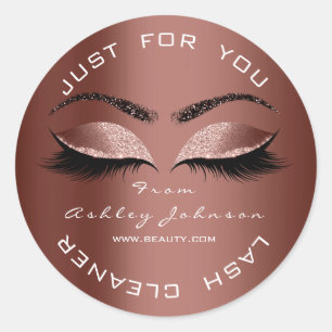 Naam Beauty Lashes Eyes Roos Bruin Koperreiniger Ronde Sticker