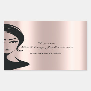 Naam Beauty Lshes Drips Pink Gold Lashes Rechthoekige Sticker
