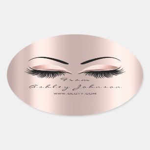 Naam Bedankt Beauty Glitter Lash Makeup Artist Ovale Sticker