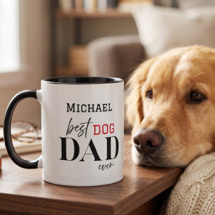 Naam Beste Hond Papa Ooit Eenvoudige Typografie Mok