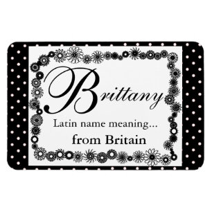 Naam Betekenis Magnet, Brittany Black Polka Dots Magneet