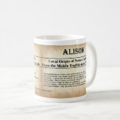 Naam Betekenis Mok - Alison (Voorkant rechts)