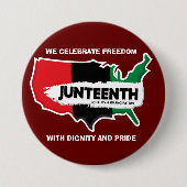 Naam bewerken Tekst USA Map Juneteenth Ronde Button 7,6 Cm (Voorkant)