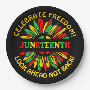 Naam bewerken Text Juneteenth Sunflower & Slogans Papieren Bordje