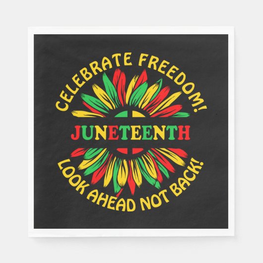 Naam bewerken Text Juneteenth Sunflower & Slogans Servet (Voorkant)