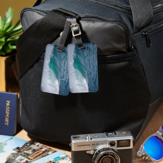 Naam Big Wave Blue Ocean Contact Bagagelabel (Voorkant /achterkant)