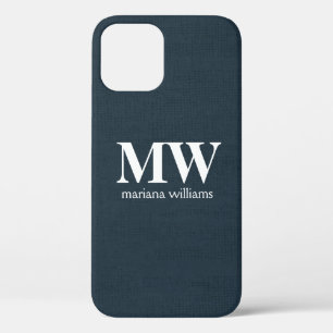 Naam blauw minimalistisch monogram Initiaal iPhone 12 Hoesje