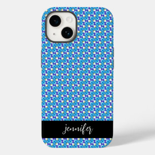  naam Blauw orchideeën patroon Case-Mate iPhone 14 Hoesje