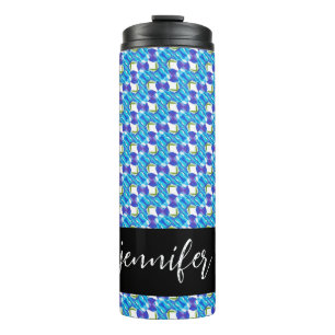  naam Blauw orchideeën patroon Thermosbeker