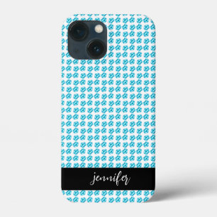 naam Blauw parelpatroon iPhone 13 Mini Hoesje