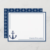 Naam Blauw wit symbool voor anker Notitiekaartje (Voorkant / Achterkant)