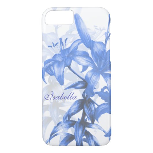 Naam blauwe florale florale flacon Case-Mate iPhone case (Achterkant)