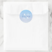Naam blauwe monogram ronde sticker (Tas)