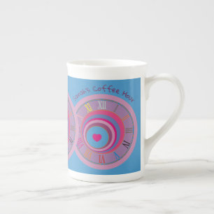Naam Blauwe Paarse Roze Circles Roman Numeriek Porselein Kop