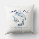 Naam Blauwe witte walvis Ocean Theme Nursery Kussen (Achterkant)