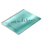 Naam Blauwgroen monogram monogram handtekening mod Notitieboek (Linkerzijde)