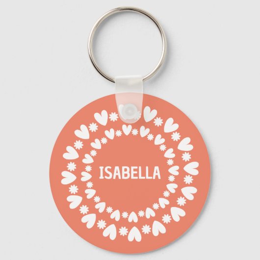 Naam bloemen en harten sleutelhanger (Achterkant)
