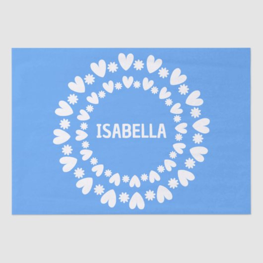 Naam bloemen en harten tissuepapier (Voorkant)