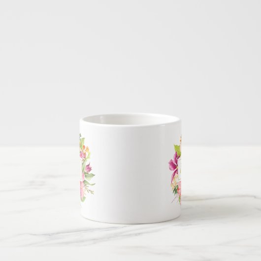 Naam  bloemen Roze Pastel Espresso Mok (Voorkant)