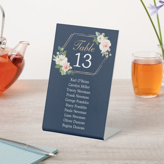 NAAM Blue Individual Seating Chart Table Numbers Reclamebord Met Voetstuk (Insitu)