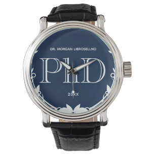 Naam Blue PhD Afstuderen Horloge
